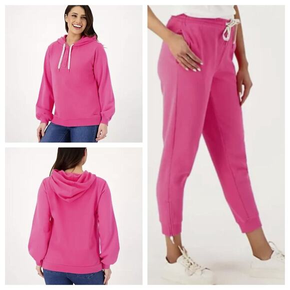 NWOT Peace Love World Button Front Jogger Set Pink Size 1X - Picture 1 of 15